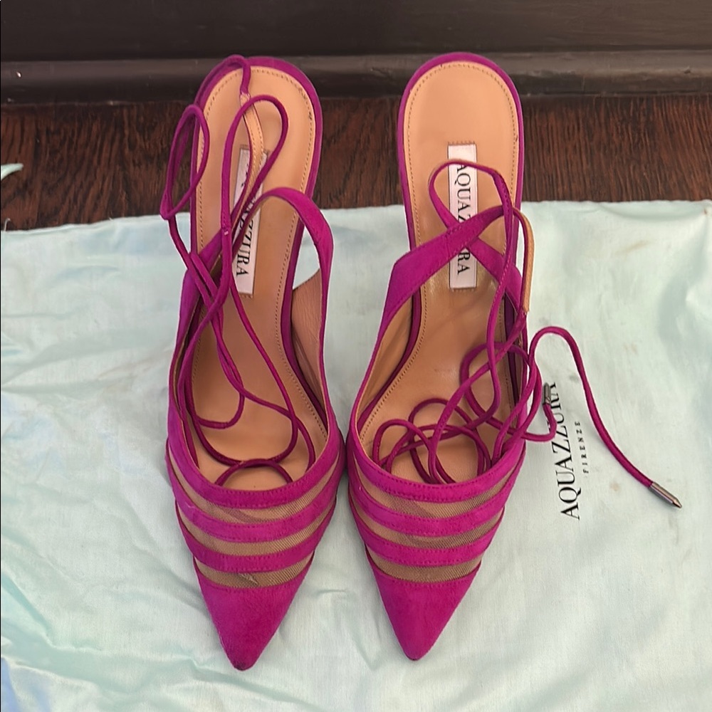 Aquazzura Magenta Satin Stiletto Heels